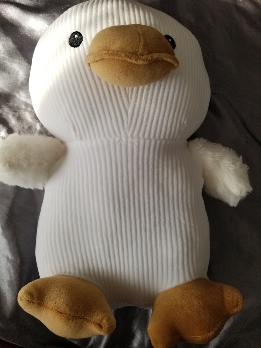 White Plush Duck Pillow with Tan Beak and Feet